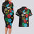 South Sudan Couples Matching Long Sleeve Bodycon Dress and Hawaiian Shirt Hibiscus Floral African Pattern - Wonder Print Shop