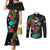 South Sudan Couples Matching Mermaid Dress and Long Sleeve Button Shirt Hibiscus Floral African Pattern