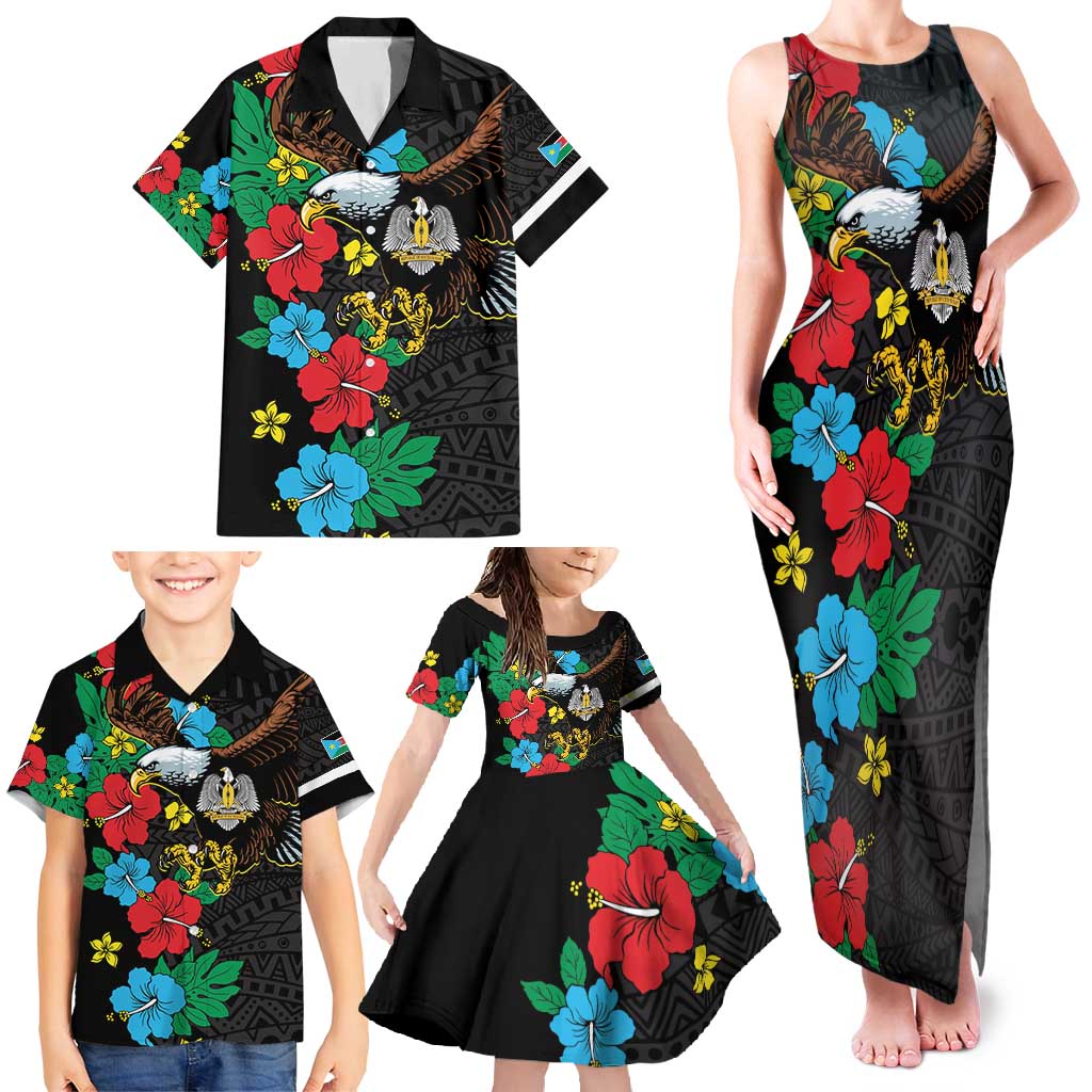 South Sudan Family Matching Tank Maxi Dress and Hawaiian Shirt Hibiscus Floral African Pattern - Wonder Print Shop