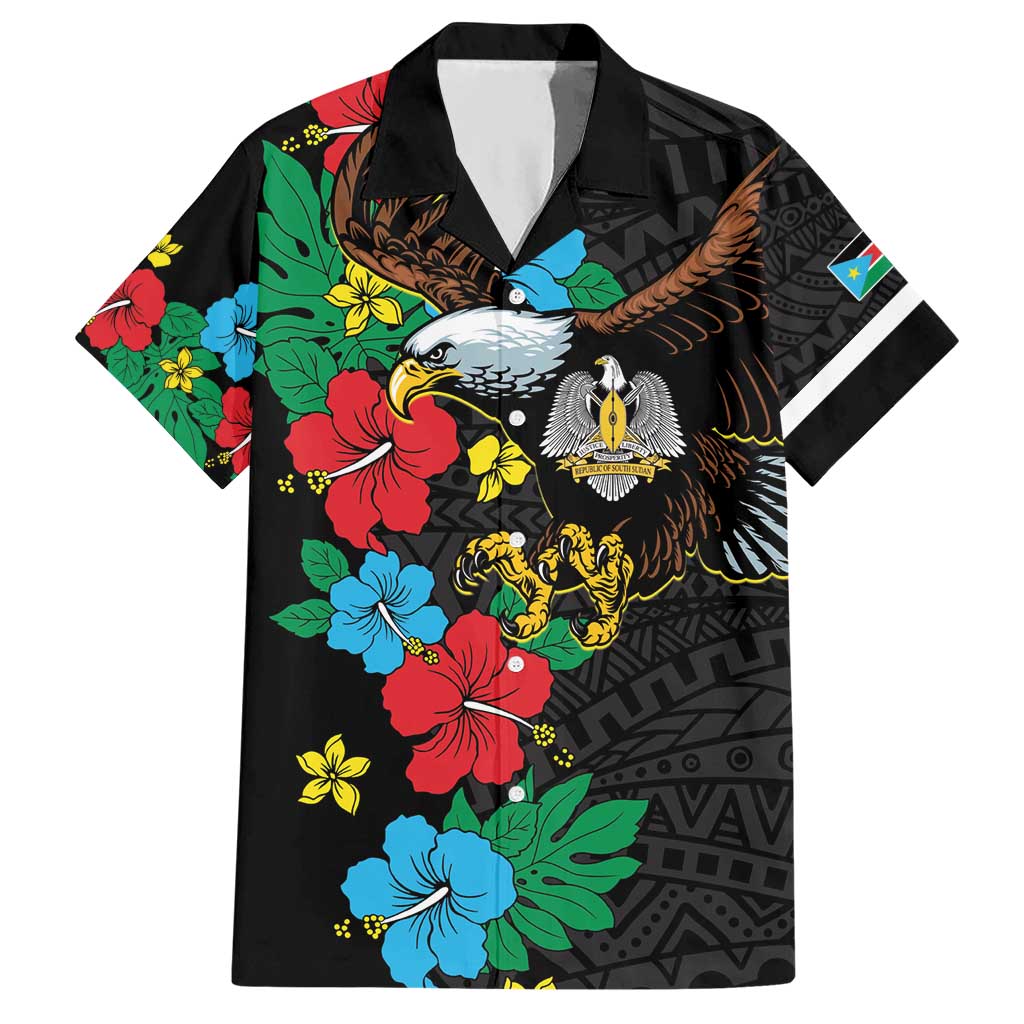 South Sudan Hawaiian Shirt Hibiscus Floral African Pattern - Wonder Print Shop