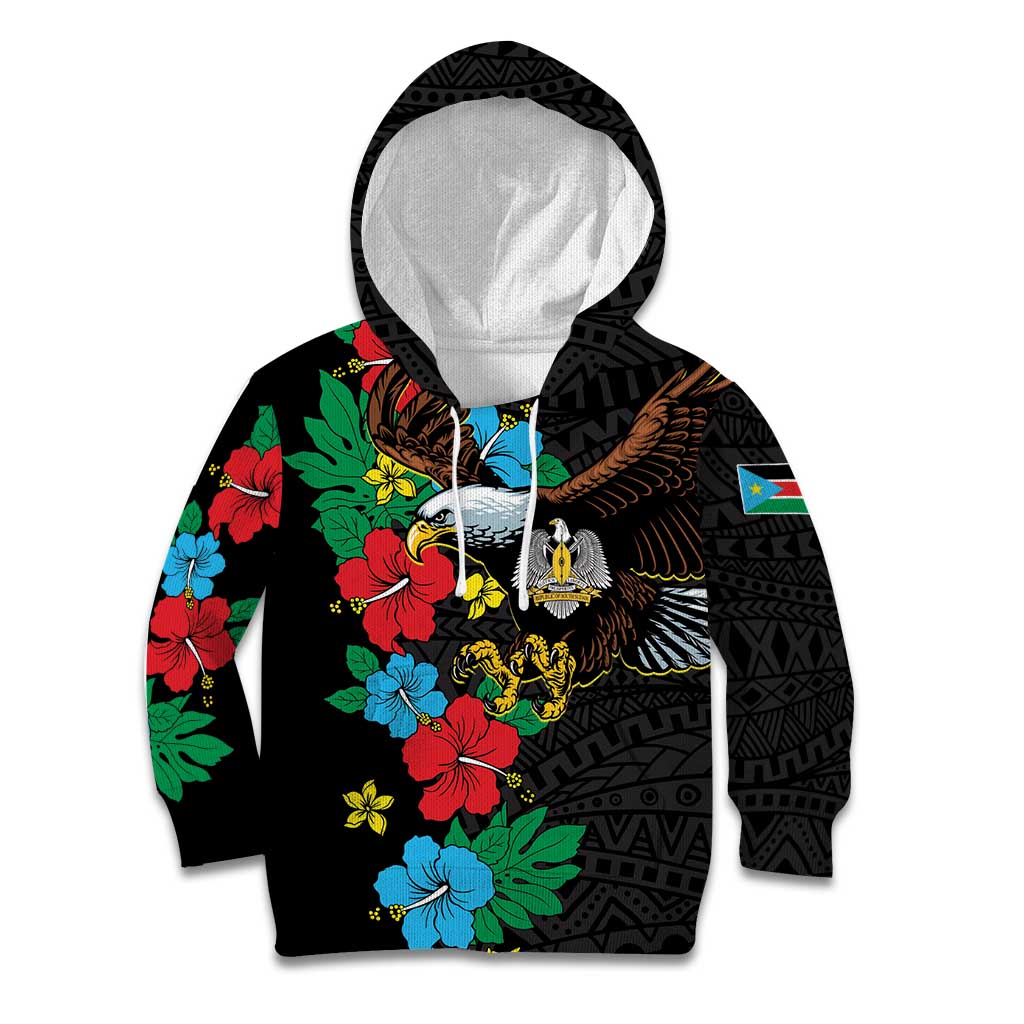 South Sudan Kid Hoodie Hibiscus Floral African Pattern - Wonder Print Shop