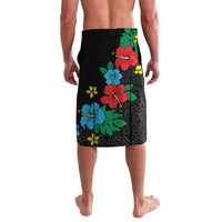 Black floral African print shorts with colorful hibiscus flowers