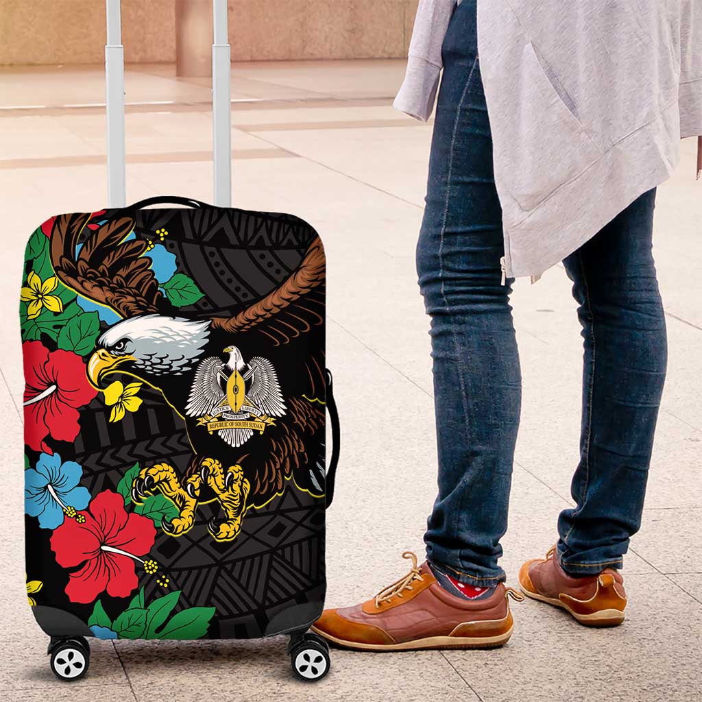 South Sudan Luggage Cover Hibiscus Floral African Pattern - Wonder Print Shop