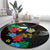 South Sudan Round Carpet Hibiscus Floral African Pattern