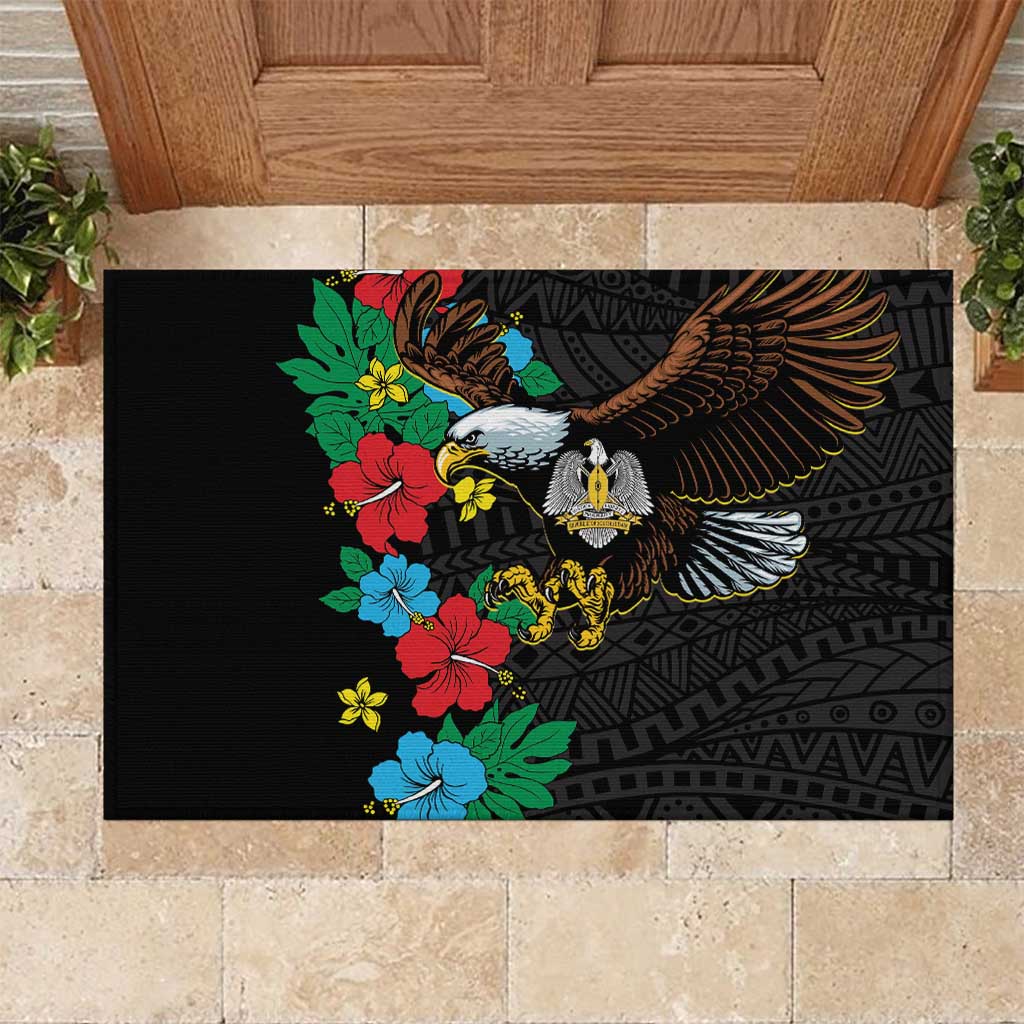 South Sudan Rubber Doormat Hibiscus Floral African Pattern - Wonder Print Shop