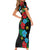 South Sudan Short Sleeve Bodycon Dress Hibiscus Floral African Pattern - Wonder Print Shop