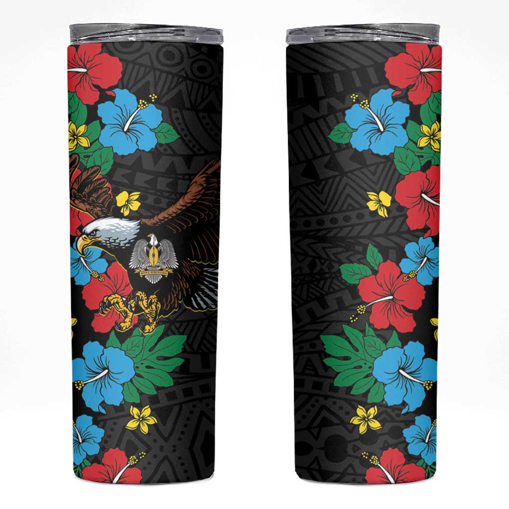 South Sudan Skinny Tumbler Hibiscus Floral African Pattern - Wonder Print Shop