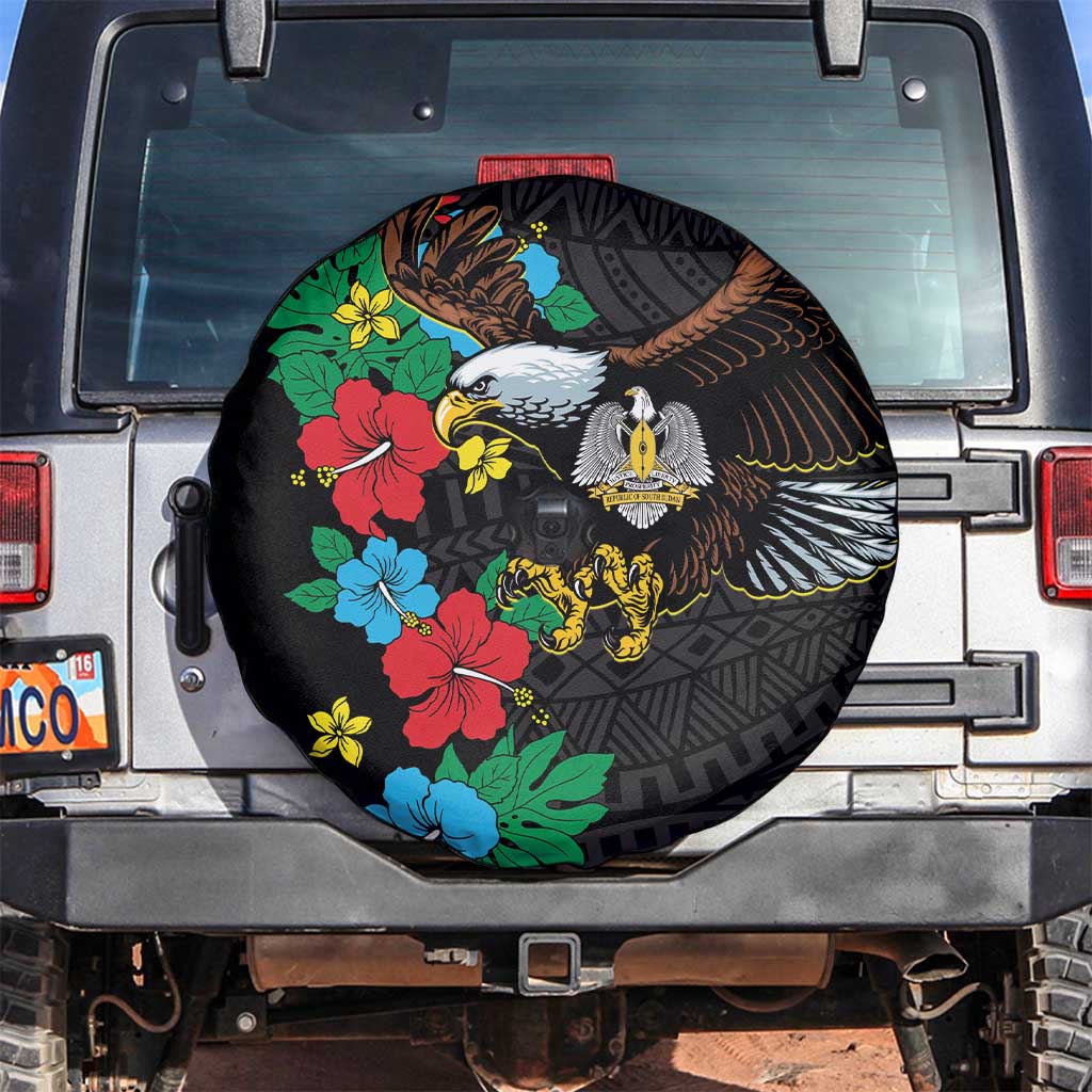 South Sudan Spare Tire Cover Hibiscus Floral African Pattern - Wonder Print Shop