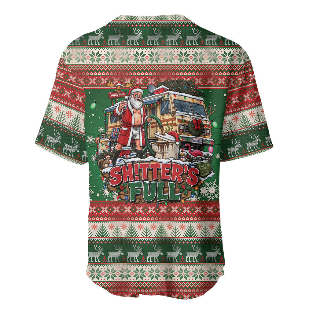 Shitter was Full Baseball Jersey Funny Christmas