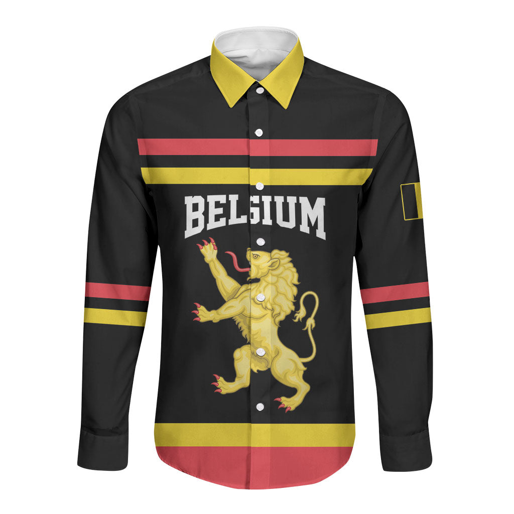 Custom Hockey Belgium Long Sleeve Button Shirt Go Champions