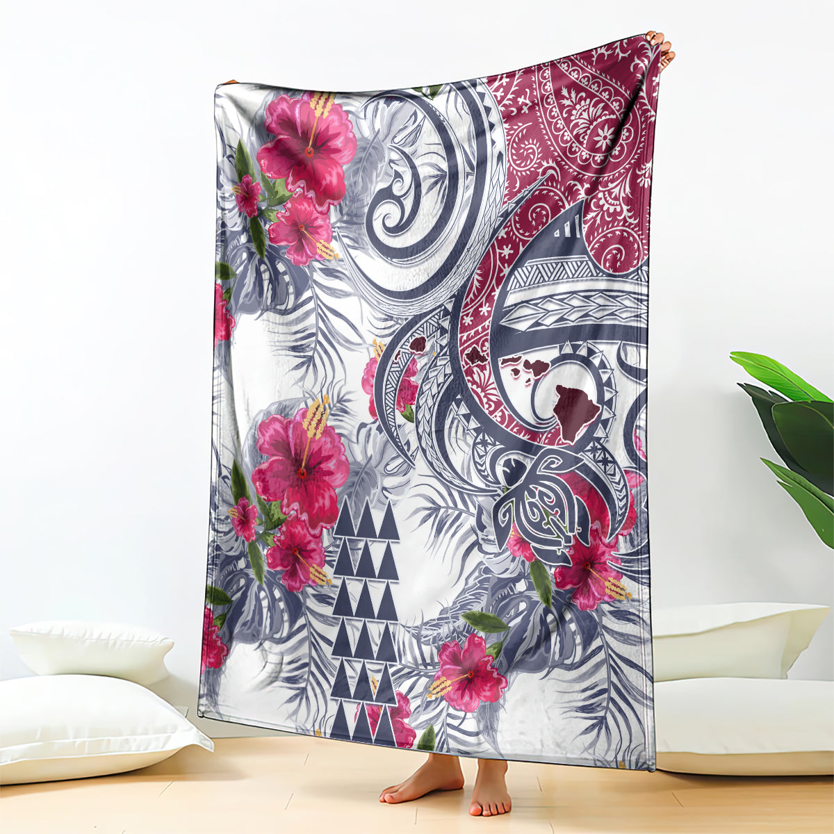 hawaii-kakau-mix-paisley-pattern-blanket-polynesian-tropical-unique-style