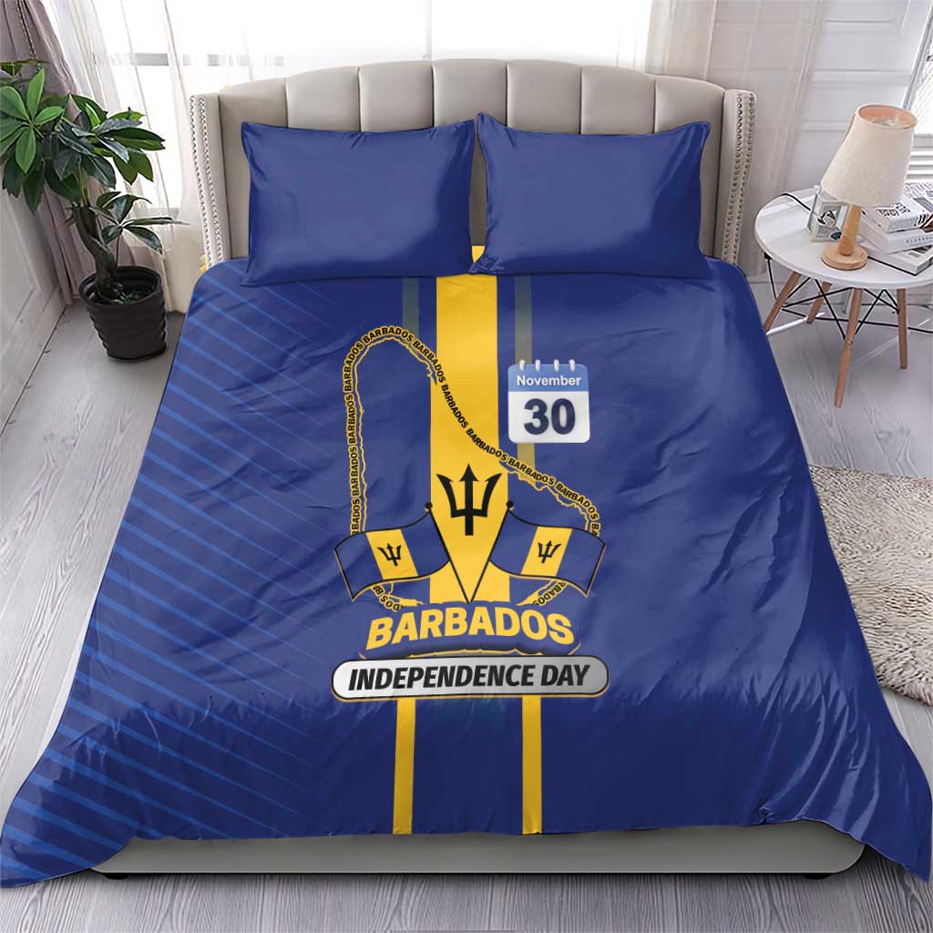 Barbados 30th November Bedding Set Independence Day Flag Map - Wonder Print Shop