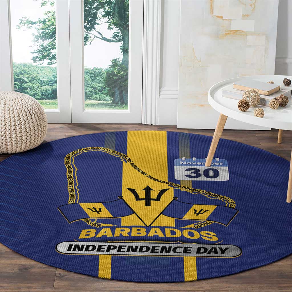 Barbados 30th November Round Carpet Independence Day Flag Map - Wonder Print Shop