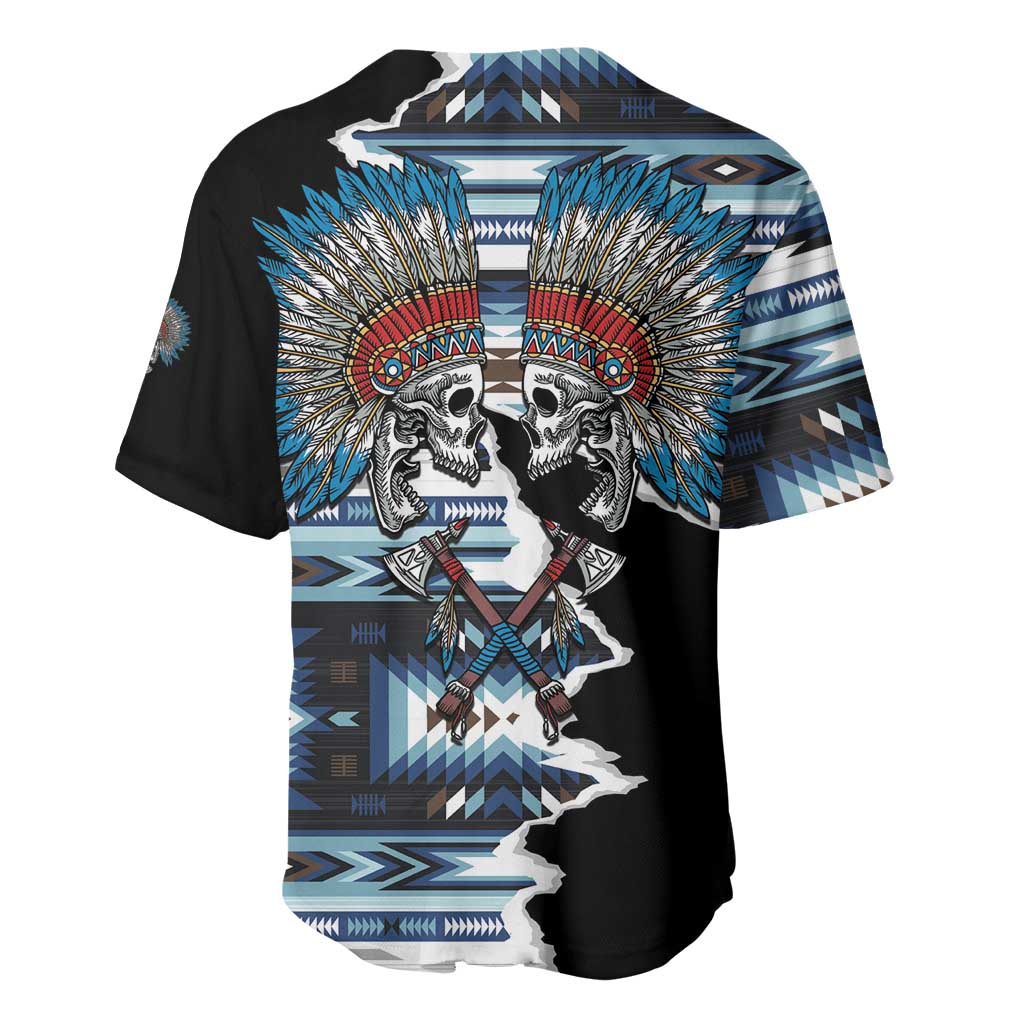 Native American Chief Skull With Axe Baseball Jersey - Wonder Print Shop
