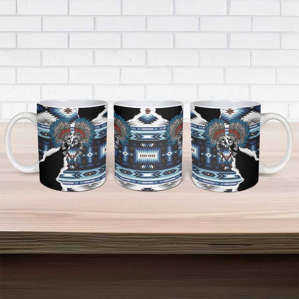 Native American Chief Skull With Axe Ceramic Mug - Wonder Print Shop