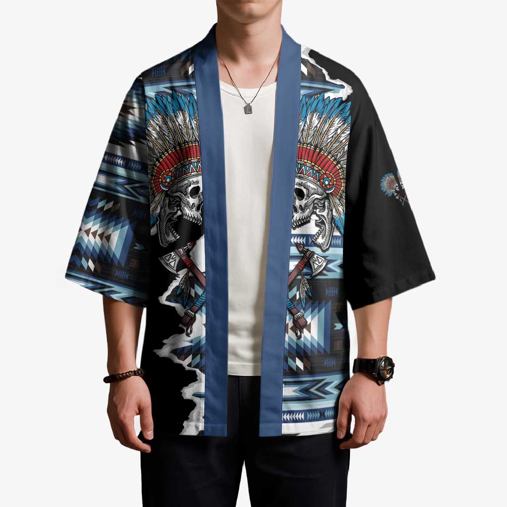 Native American Chief Skull With Axe Kimono - Wonder Print Shop