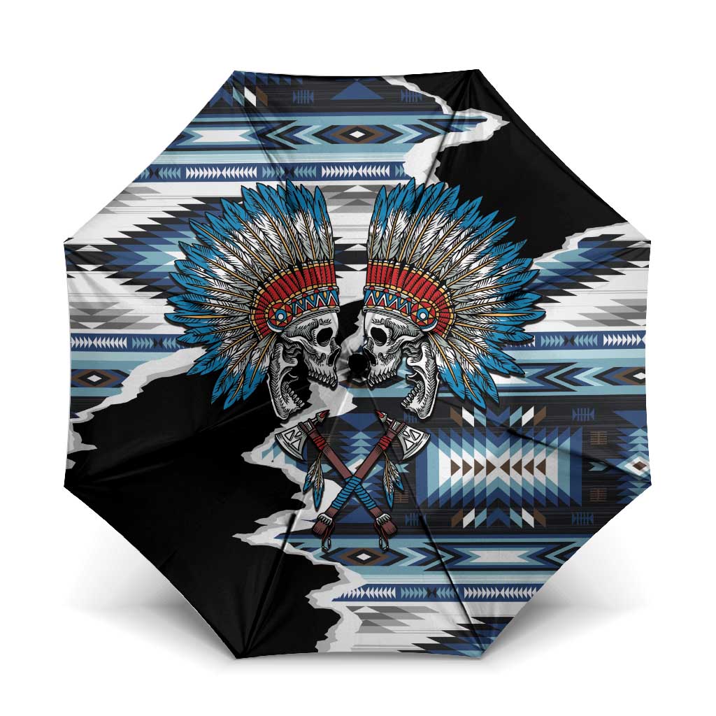 Native American Chief Skull With Axe Umbrella - Wonder Print Shop