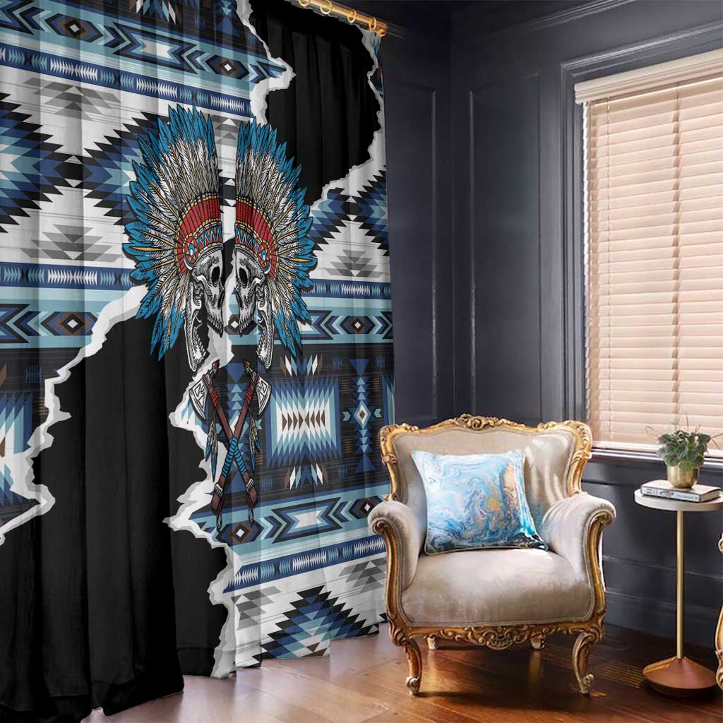 Native American Chief Skull With Axe Window Curtain - Wonder Print Shop