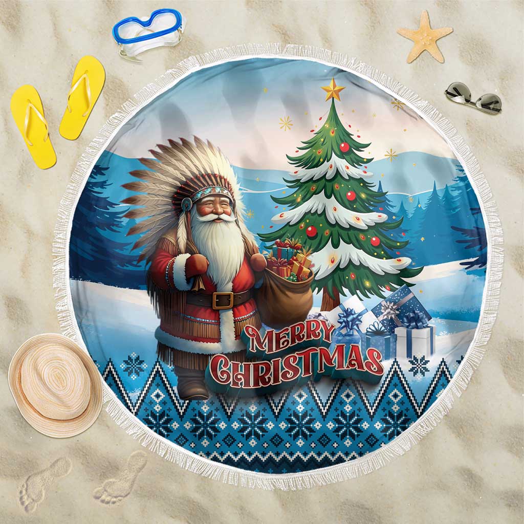 Native American Santa Claus Beach Blanket Merry Christmas - Wonder Print Shop