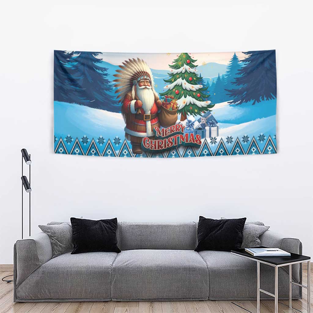 Native American Santa Claus Tapestry Merry Christmas - Wonder Print Shop