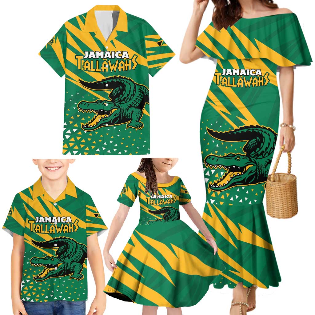 Custom Jamaica Cricket Tallawahs Family Matching Mermaid Dress and Hawaiian Shirt Fi Wi Tallawahs Champions