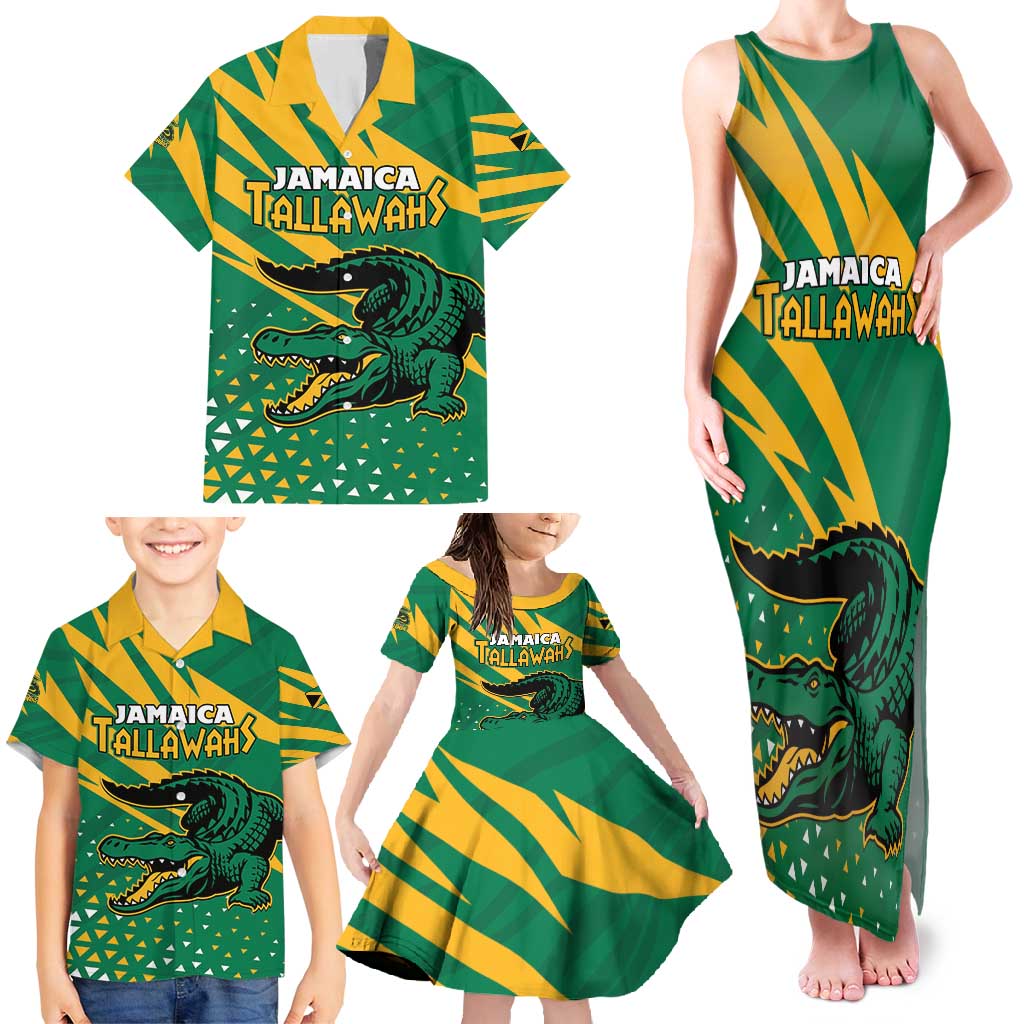 Custom Jamaica Cricket Tallawahs Family Matching Tank Maxi Dress and Hawaiian Shirt Fi Wi Tallawahs Champions