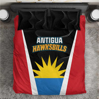 Black, red, white and blue cricket team bedding set with matching pillows