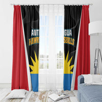 Cricket team window curtain with black-blue-yellow emblem panels and red side curtains