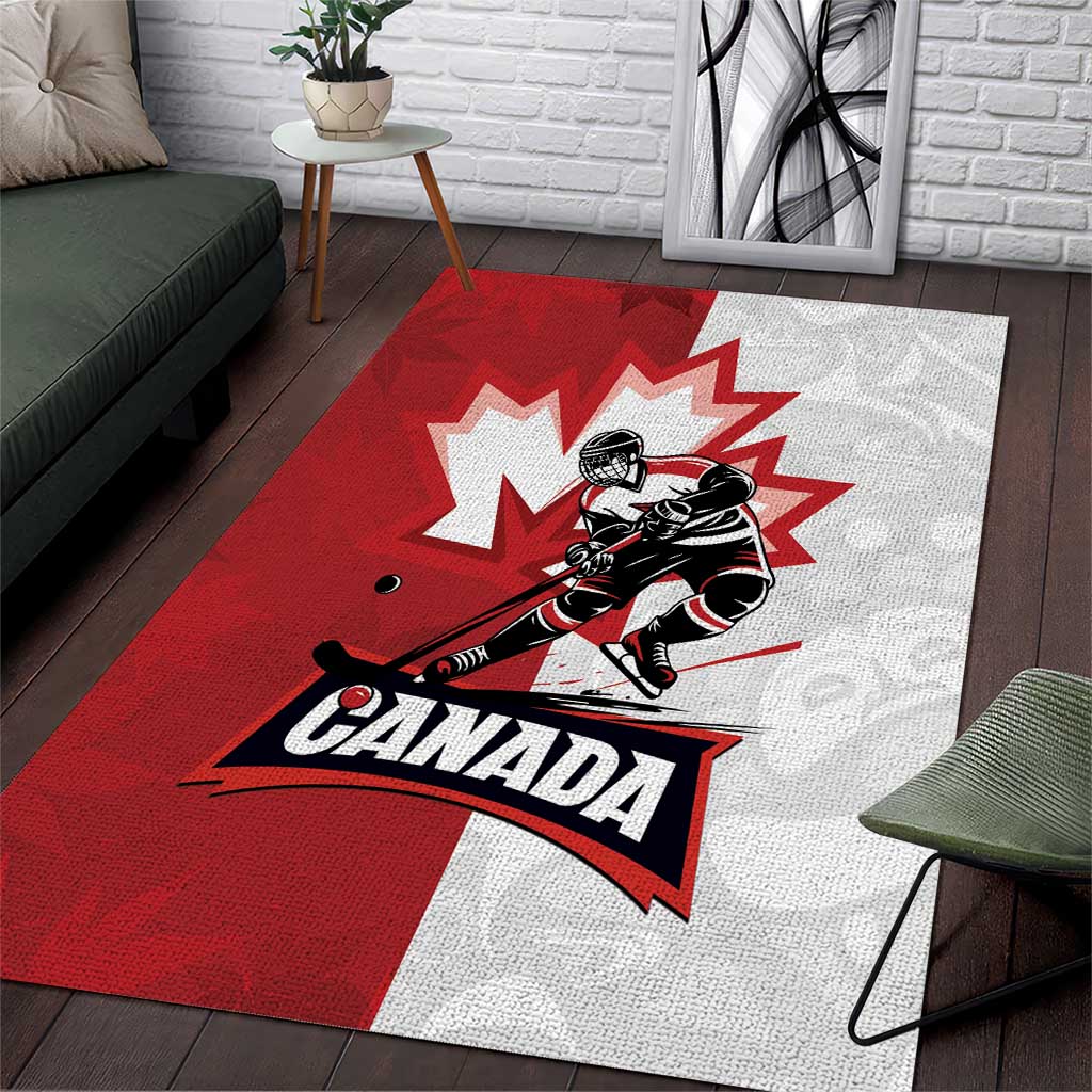 Canada Ice Hockey Team Area Rug Maple Leaf Go Champions