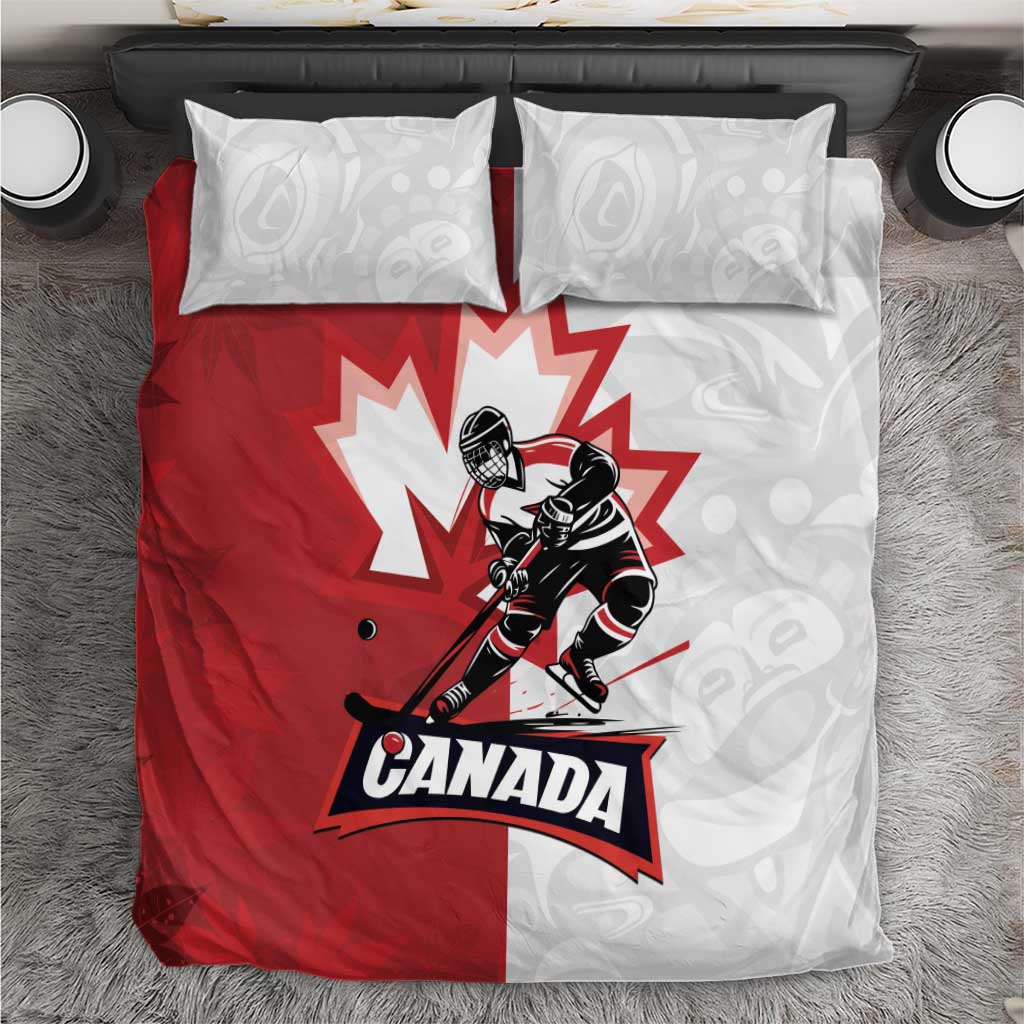 Canada Ice Hockey Team Bedding Set Maple Leaf Go Champions