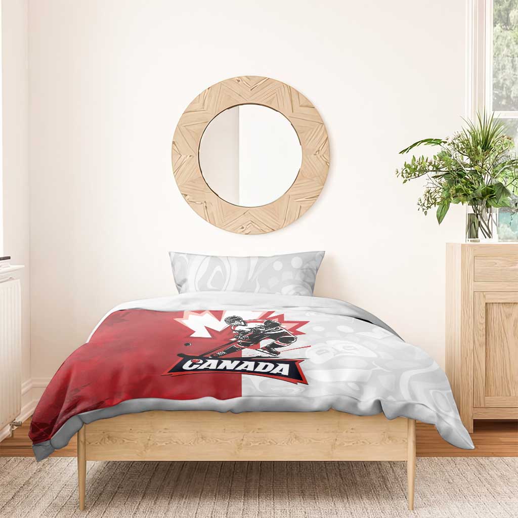Canada Ice Hockey Team Bedding Set Maple Leaf Go Champions