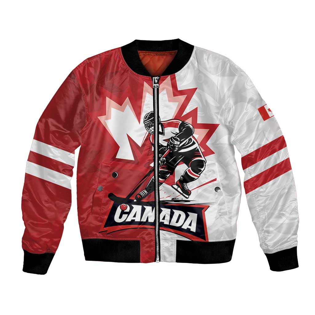 Custom Canada Ice Hockey Team Bomber Jacket Maple Leaf Go Champions