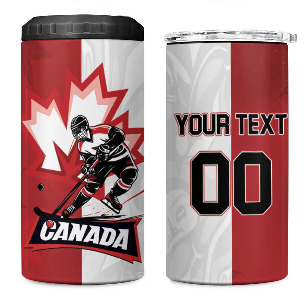 Custom Canada Ice Hockey Team 4 in 1 Can Cooler Tumbler Maple Leaf Go Champions