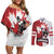 Custom Canada Ice Hockey Team Couples Matching Off Shoulder Short Dress and Long Sleeve Button Shirt Maple Leaf Go Champions