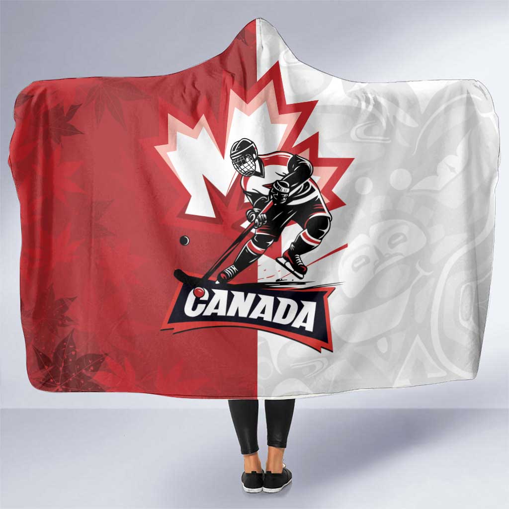 Canada Ice Hockey Team Hooded Blanket Maple Leaf Go Champions