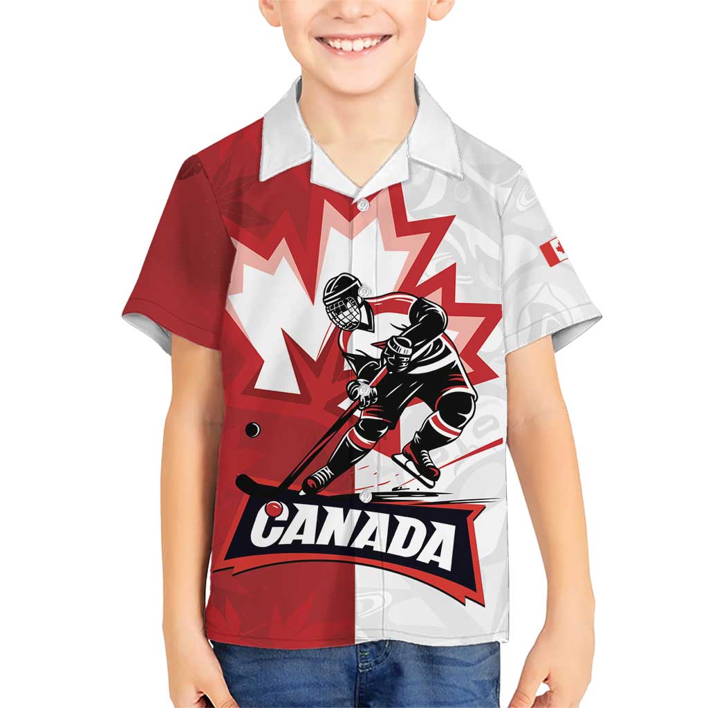 Custom Canada Ice Hockey Team Kid Hawaiian Shirt Maple Leaf Go Champions