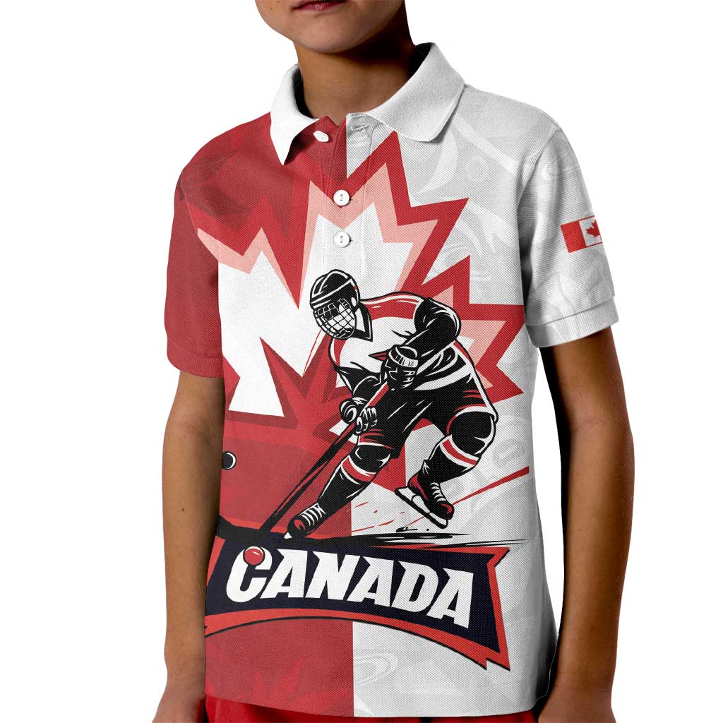 Custom Canada Ice Hockey Team Kid Polo Shirt Maple Leaf Go Champions