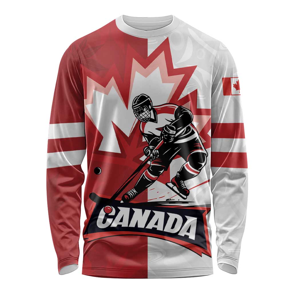 Custom Canada Ice Hockey Team Long Sleeve Shirt Maple Leaf Go Champions