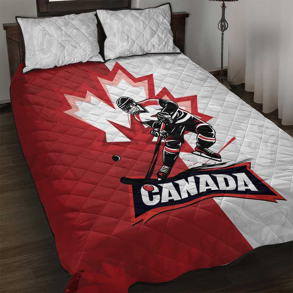 Canada Ice Hockey Team Quilt Bed Set Maple Leaf Go Champions