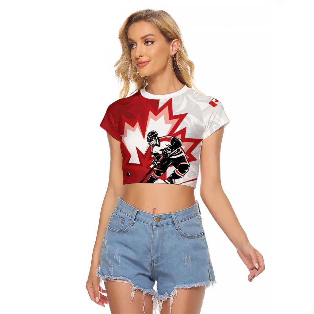 Custom Canada Ice Hockey Team Raglan Cropped T Shirt Maple Leaf Go Champions