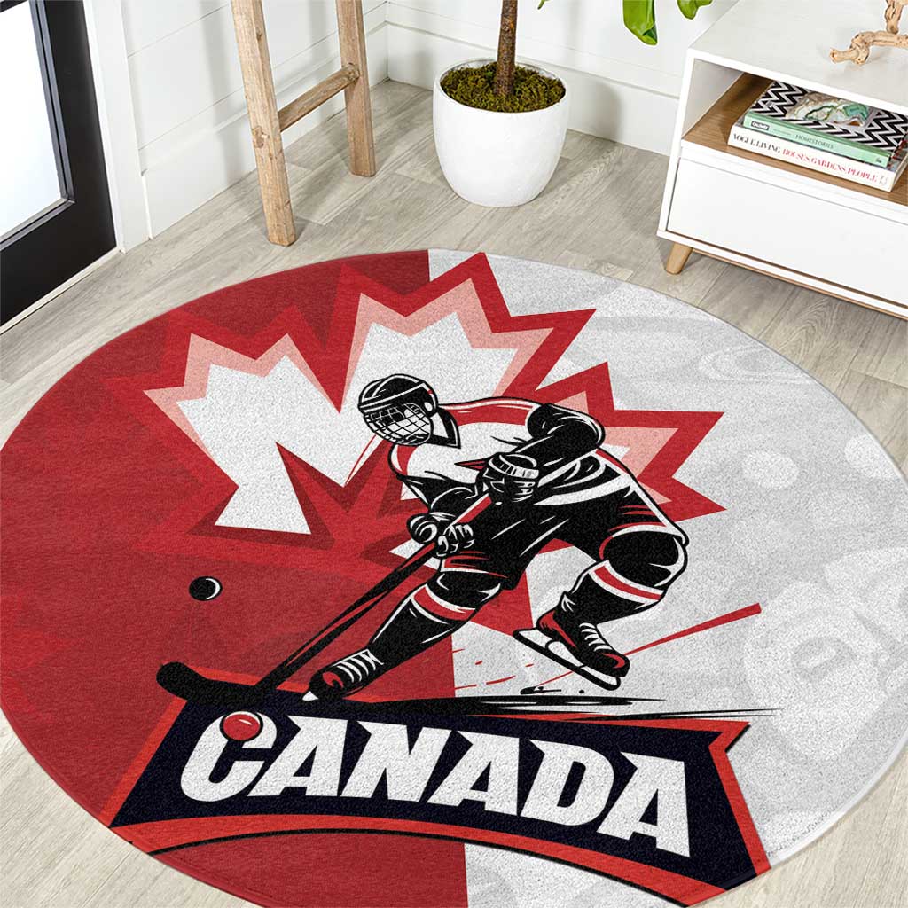 Canada Ice Hockey Team Round Carpet Maple Leaf Go Champions