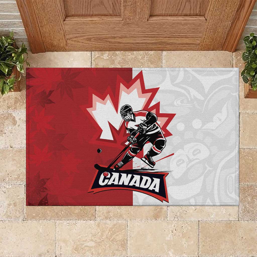 Canada Ice Hockey Team Rubber Doormat Maple Leaf Go Champions