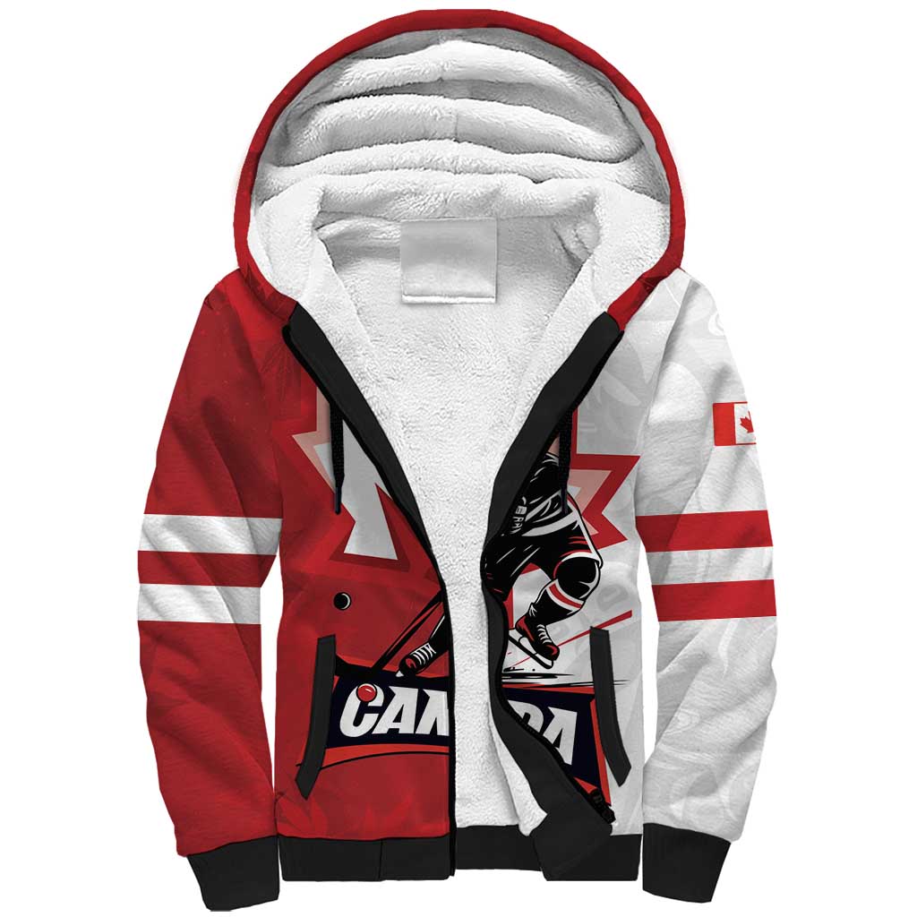 Custom Canada Ice Hockey Team Sherpa Hoodie Maple Leaf Go Champions