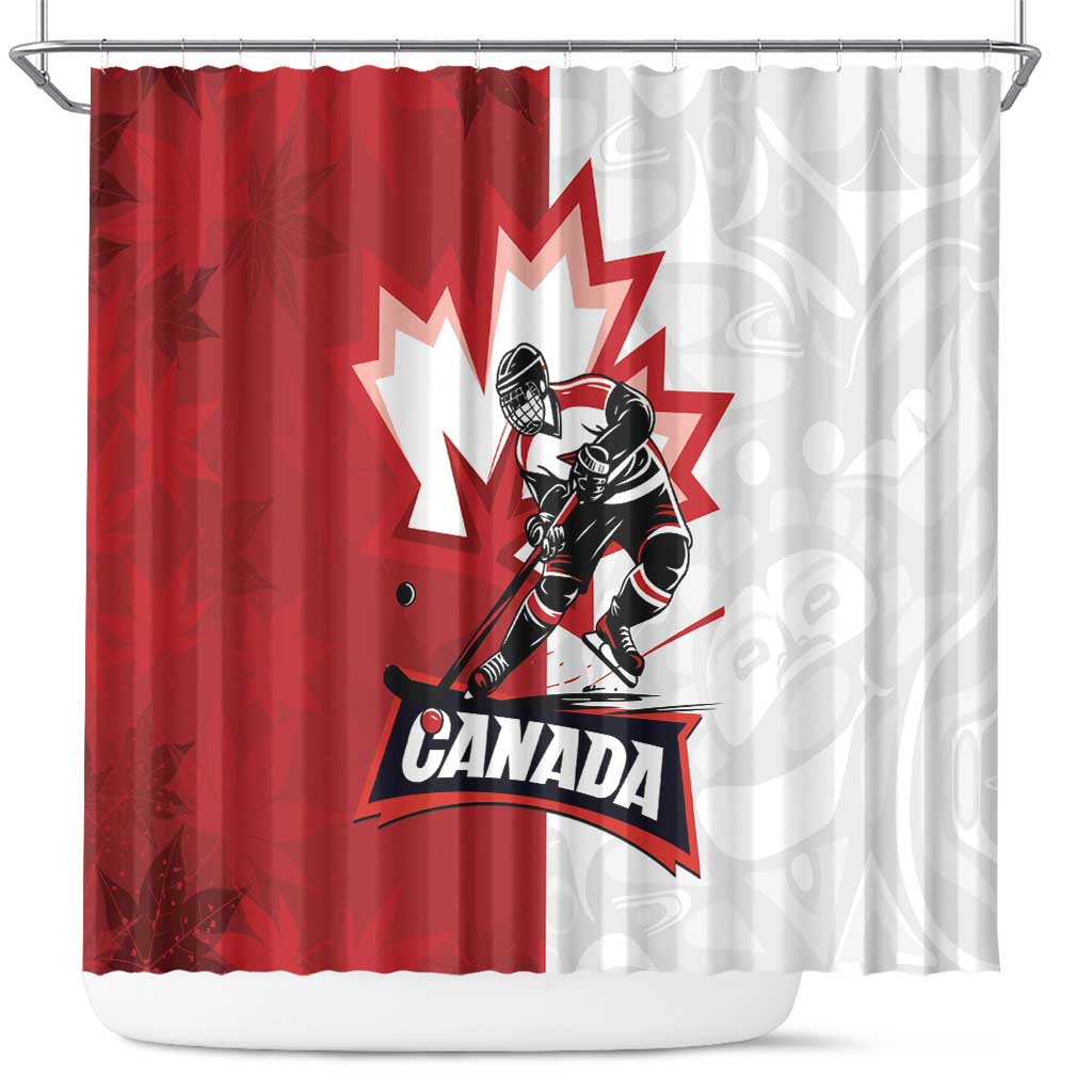 Canada Ice Hockey Team Shower Curtain Maple Leaf Go Champions