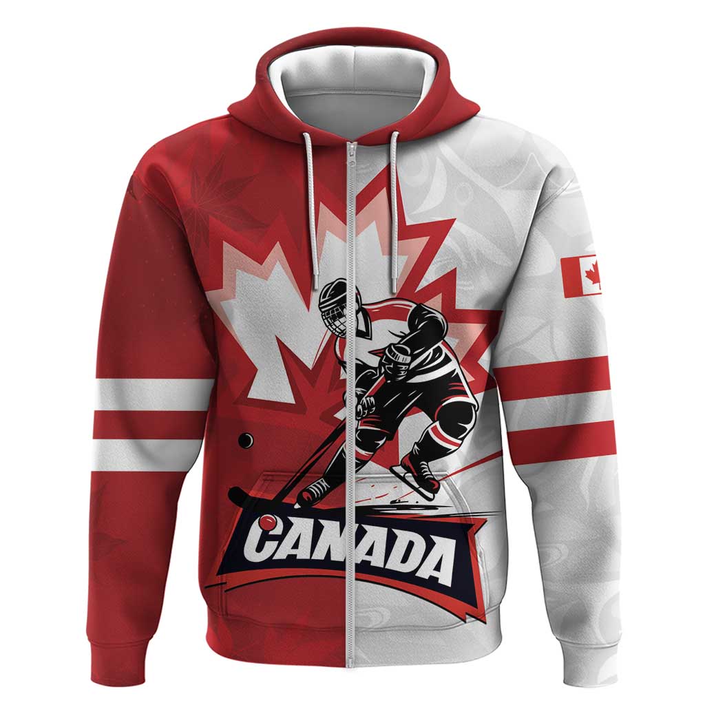 Custom Canada Ice Hockey Team Zip Hoodie Maple Leaf Go Champions