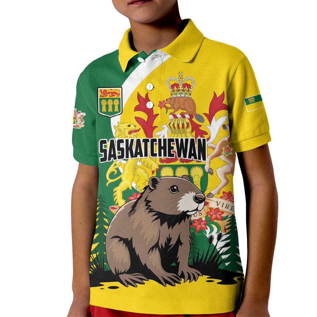 Personalized Canada Saskatchewan Province Kid Polo Shirt Multis e Gentibus Vires