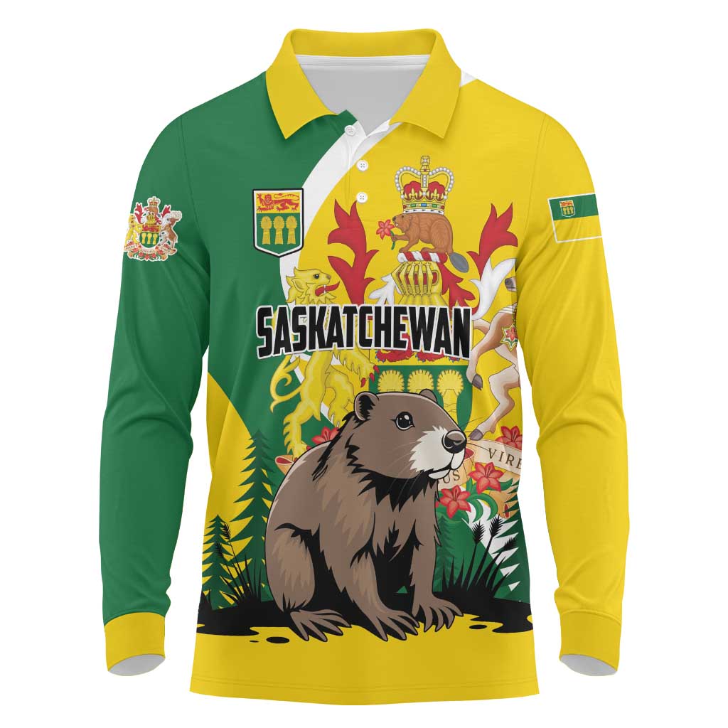 Personalized Canada Saskatchewan Province Long Sleeve Polo Shirt Multis e Gentibus Vires