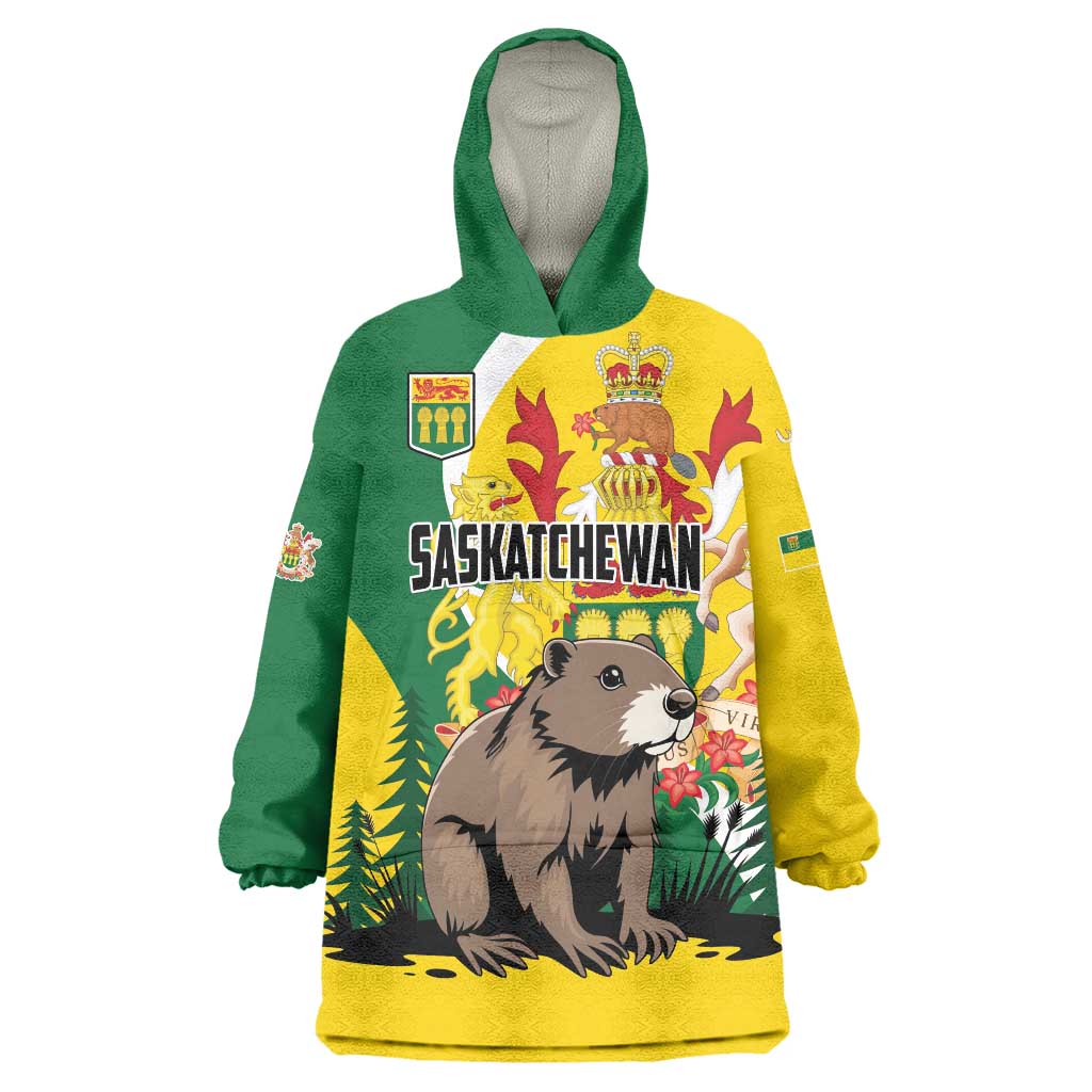 Personalized Canada Saskatchewan Province Wearable Blanket Hoodie Multis e Gentibus Vires