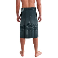 Men's dark teal lavalava skirt, starry night and moon print