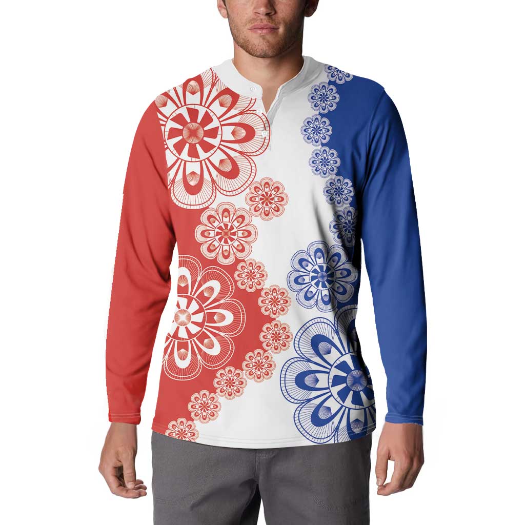 Paraguay Nanduti Traditional Lace Stylized Button Sweatshirt